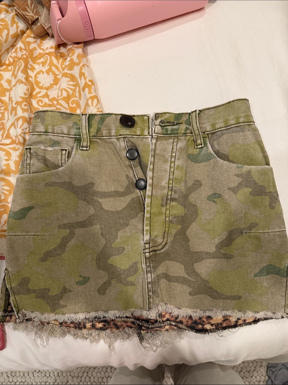 One Teaspoon Camo Denim Mini Skirt in Green